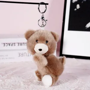 Cute brown plush bear keychain soft toy pendant handbag accessory cute gift for women