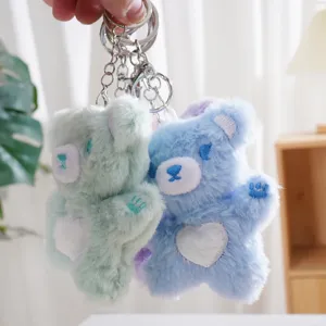 Plush bear keychain cute heart cartoon doll pendant backpack accessory aesthetic gift detail