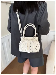 Borsa a secchiello a pois dolce coreana elegante borsa a tracolla per donna uso quotidiano