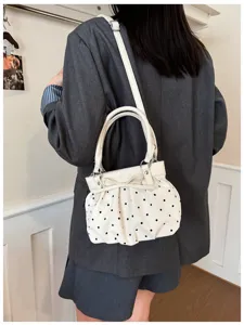 Borsa a secchiello a pois stile coreano chic, elegante borsa a tracolla da donna.