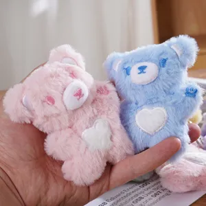 Cute plush heart bear pendant cartoon doll bag decoration accessories detailed presentation view