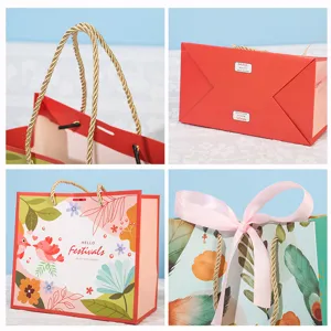 Bloemige Cadeauzak Met Strik Schattig Vogel Ontwerp Papieren Handtas Voor Verjaardag Feest Moederdag Cadeau Verpakking