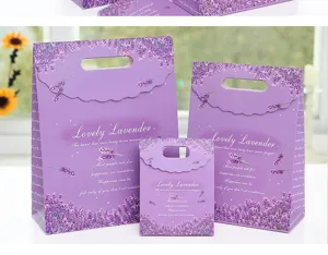 Lavender paarse papier cadeau zakjes set voor Valentijnsdag verjaardagen feest verpakking