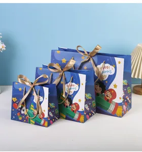 Childrens day gift paper bags cute cartoon rocket theme portable packaging snack bags