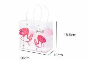 Transparante flamingo cadeautas winkelmand handtas verpakking tas plastic 20x10x18.5cm