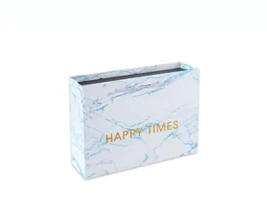Marmor Muster Geschenkbox mit Goldtext und Griffen fuer Geburtstag und Geschaeftsverpackung