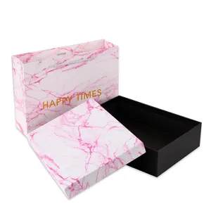 Rosa Marmor Geschenkbox Set mit Tasche, elegante rechteckige Verpackung für Geburtstage Feiertage.
