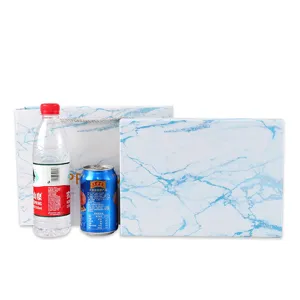 Blaues Marmor-Geschenkbox-Set mit passender Papiertüte, elegante Schachtel für Geburtstag und Geschenke.