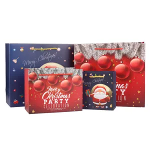 Christmas Gift Bags Paper Packaging Bags With Handles Santa Claus Christmas Bell Festive Party Favor Gift Wrapping Bags