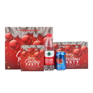 Christmas gift paper bags set red festive shopping bags with handle for holiday party packaging