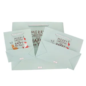 Kerstcadeau papieren zakjes met handvatten, groene feestelijke verpakking voor cadeaus.