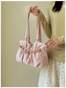 Borsa a tracolla da donna a pois, elegante borsa tote casual con capienza ampia e bel design.