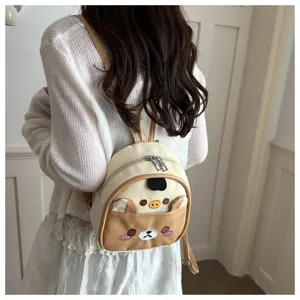 Cute mini cartoon bear backpack for women PU leather small school bag casual daypack
