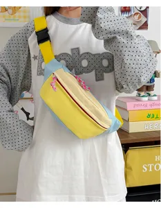 Colorful dopamine colorblock fanny pack sling bag casual outdoor sports crossbody waist bag