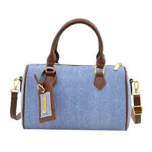 Retro women denim Boston handbag casual stylish shoulder crossbody bag for daily commute purse