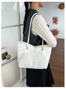 Κομψή casual μινιμαλιστική υφή μεγάλη τσάντα tote γυναικεία τσάντα ώμου φθινόπωρο νέα