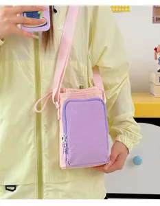 Casual pink purple crossbody phone bag cute small water bottle bag for women everyday use.