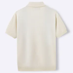 Men Casual Knit Short Sleeve Polo Shirt Summer Solid Color Business Pullover Top Detail Back