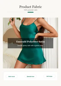 Abito sottoveste in raso verde smeraldo da donna, sexy con schiena scoperta.