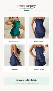 Donna satin vestaglia notte sexy schiena scoperta abito cami comodo abbigliamento casa.
