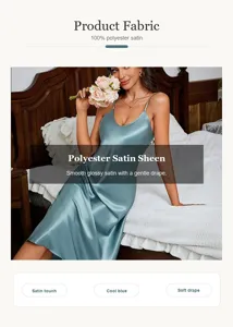 Camisón sexy de satén de seda para mujer, elegante ropa de dormir con cuello en V y tirantes.