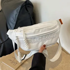 Damen Brusttasche Oxford Stoff Gürteltasche Stickerei Buchstaben Verstellbarer Gurt Lässiger Sportlicher Stil Mit Geflochtenem Seil