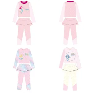 Girls Mermaid Swimsuit With Short Sleeve Top And Shorts And Cap Cute Cartoon Sun Protection Split Swimwear For Kids Toddler