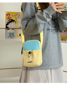 Bolso cruzado multifuncional para hombres y mujeres, bolso informal impermeable con cordón.