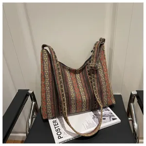 Ethnic woven shoulder bag for women large capacity casual messenger bag trendy fashion crossbody