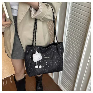 Borsa a tracolla casual da donna, grande borsa a mano da commutatore con ciondolo nuvola.