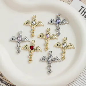 Gothic bat wing heart cross pendants DIY charms for necklace bracelet jewelry making.