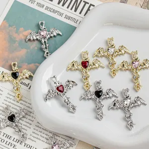Gothic heart wing bat cross pendant charms for DIY handmade charm bracelet necklace earrings