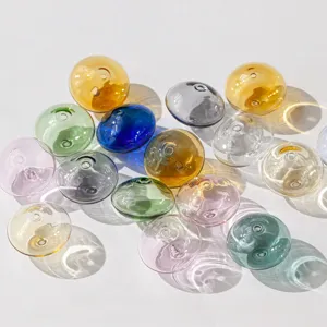 Colorful hollow glass beads flat round DIY necklace bracelet jewelry making materials