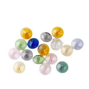 Colorful hollow flat round glass beads DIY necklace bracelet jewelry making accessories material