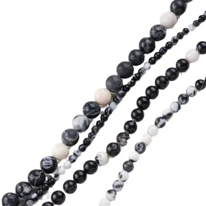 Natural zebra stone round beads 4-10mm DIY jewelry making spacer bracelet strands