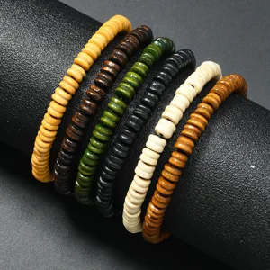 Retro Ethnic Style Wood Abacus Bead Bracelet For Men Women Fashion Handmade Elastic String Wooden Jewelry Accessories Gift