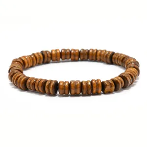 Retro wooden abacus bead bracelet for men and women, stylish ethnic style wooden jewelry.