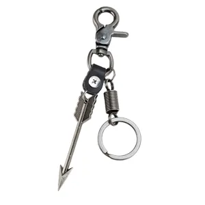 Vintage metal arrow keychain with snap hook and split ring for men daily accessories