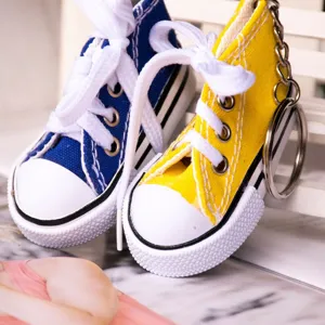 Mini canvas shoe keychain colorful high top sneaker bag pendant car key ring accessory