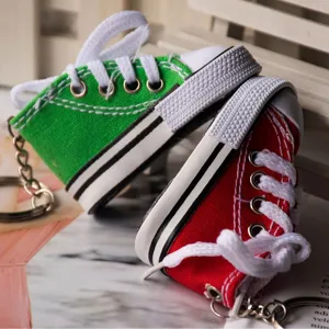 Mini canvas shoe keychain colorful sneaker bag pendant cute car key ring accessories gift