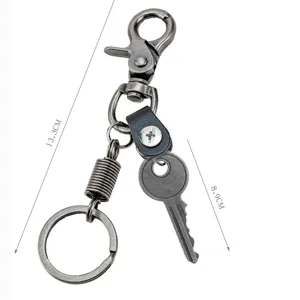 Retro Zinklegering Runderleren Touw Sleutelhanger Voor Mannen Vrouwen Antiek Zilver Brons Sleutel Hanger Tas Bedel Accessoires