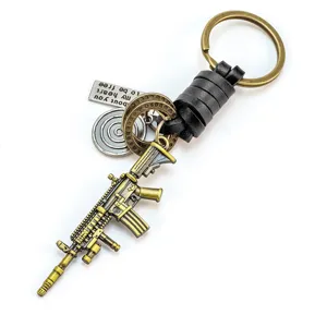 Metal rifle keychain antique bronze finish alloy gun pendant bag accessory cool gift key ring