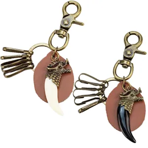 Vintage Punk Cowhide Leather Zinc Alloy Keychain Chinese Dragon Totem Pendant Retro Distressed Keyring For Men Women Car Key Bag Hanging Decor