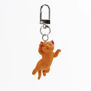 Süßer orangefarbener Katzen Schlüsselanhänger niedlicher Cartoon Taschenanhänger Detail