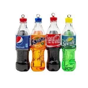 DIY miniature beverage bottle metal pendant charms set for necklace keychain accessories.