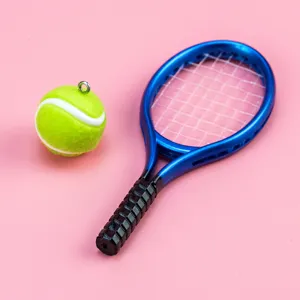 Mini Simulazione Racchetta da Tennis Portachiavi PVC Miniatura Sport Pendente DIY Accessorio