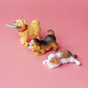 Niedlicher Cartoon Hund Anhänger Set, Resin Welpen Schlüsselanhänger für Taschen Deko.