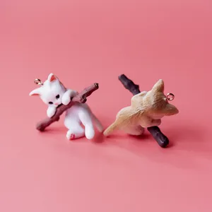 Niedlicher Katzen Anhänger Harz Ornament Schlüsselanhänger süßes Tier Geschenk Zubehör