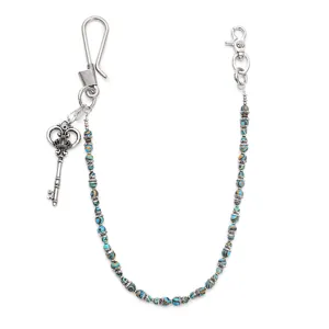 Vintage metal key pants chain hip hop rock wallet chain with colorful beads for men and women.