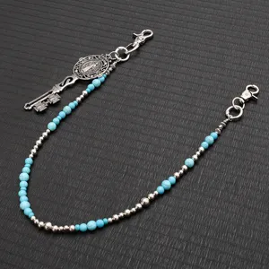 Punk style turquoise bead pants chain wallet chain jeans waist chain bag charm keychain